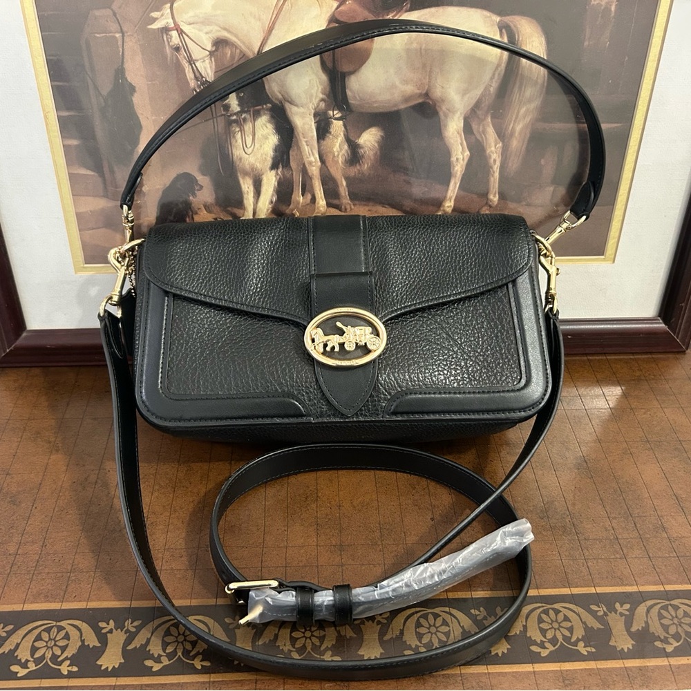 Black Coach Outlet Georgie Shoulder Bag with Rivets Gold